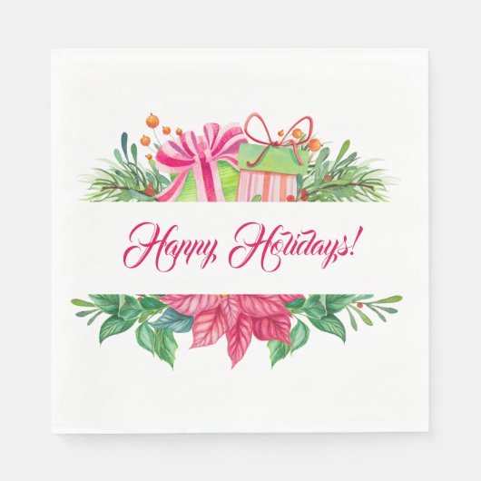 Serviette En Papier Éléments de Noël Joyeuses fêtes (Devant)