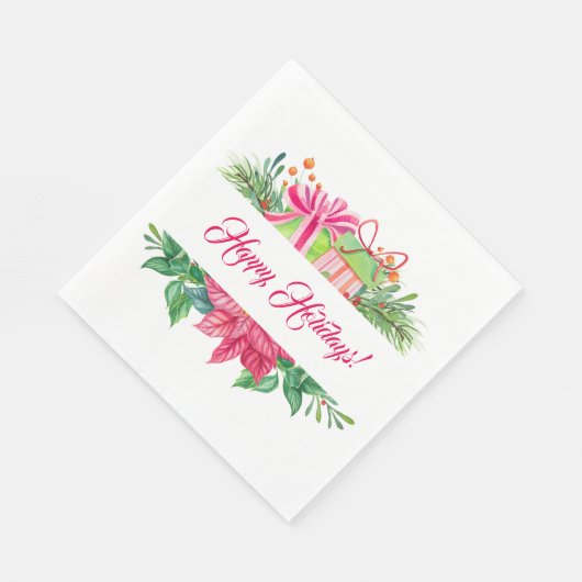 Serviette En Papier Éléments de Noël Joyeuses fêtes (Coin)