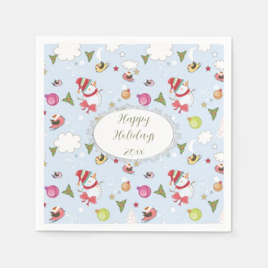 Serviette En Papier Eléments de Noël Papier Snowman (Devant)