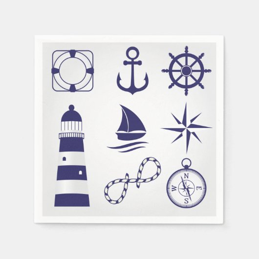Serviette En Papier Eléments marins serviettes (Devant)