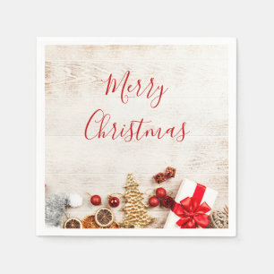 Serviette En Papier Éléments sur le thème de Noël sur une planche en b