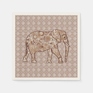 Serviette En Papier Éléphale tourbillon fractal - marron et taupe