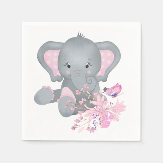 Serviette En Papier Éléphant aquarelle mignon (Devant)
