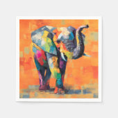 Serviette En Papier Eléphant arc-en-ciel Abstrait (Devant)