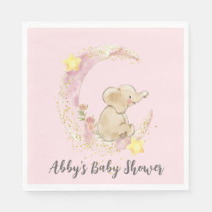 Serviette En Papier Elephant assis sur une lune