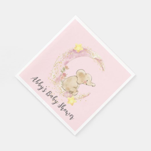 Serviette En Papier Elephant assis sur une lune (Coin)