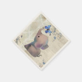 Serviette En Papier Éléphant avec papillon (Coin)