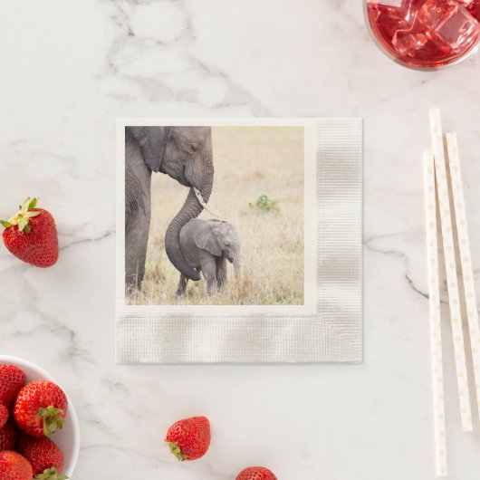 Serviette En Papier Eléphant avec photo bébé (En situation)