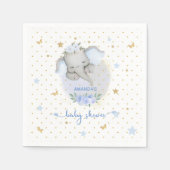 Serviette En Papier Eléphant Baby Boy Douche Bleu Or Floral (Devant)