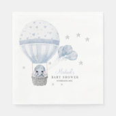 Serviette En Papier Eléphant baby shower avec ballon chaud à air (Devant)