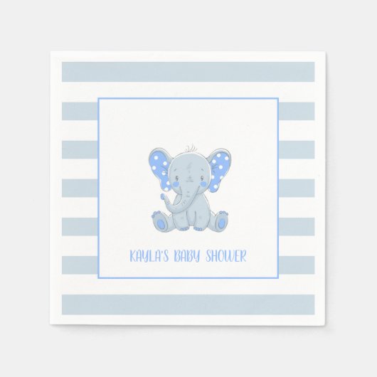 Serviette En Papier Eléphant Baby shower Napkin - Garçon - Personnalis (Devant)