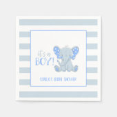 Serviette En Papier Eléphant Baby shower Napkin - It's a Boy - Custom (Devant)