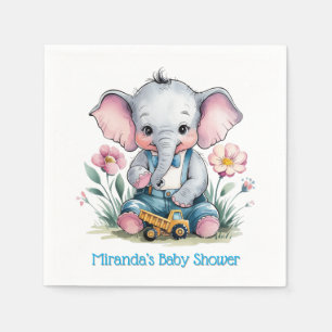 Serviette En Papier Eléphant bébé avec Baby shower de camion