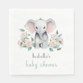 Serviette En Papier Eléphant Bébé Avec Des Peonies, Eucalyptus Napkin (Devant)