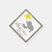 Serviette En Papier Elephant & bébé, Baby shower parapluie (Coin)