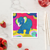 Serviette En Papier Eléphant Bébé Bleu Cute - Design Quilt (En situation)