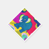 Serviette En Papier Eléphant Bébé Bleu Cute - Design Quilt (Coin)