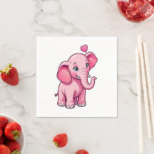Serviette En Papier Eléphant Bébé Rose Cute Avec Amour (En situation)