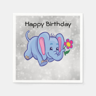 Serviette En Papier Éléphant de dessin animé mignon