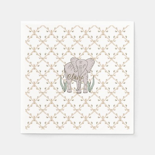 Serviette En Papier Éléphant et bambou (Devant)