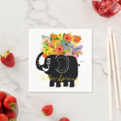 Serviette en papier éléphant et fleurs (En situation)