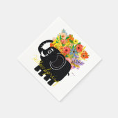 Serviette en papier éléphant et fleurs (Coin)