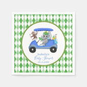 Serviette En Papier Éléphant et Singe Garçon Bébé Golf (Devant)