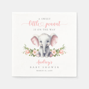 Serviette En Papier Eléphant Floral Rose Cute Bébé Fille Douche