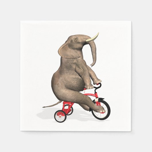 Serviette En Papier Eléphant Gentil À Tricycle (Devant)