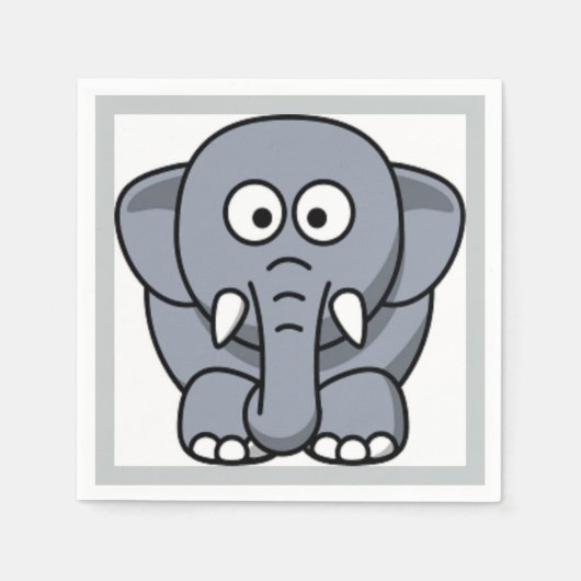 SERVIETTE EN PAPIER ÉLÉPHANT GRIS (Devant)