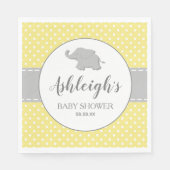 Serviette En Papier Eléphant gris jaune Polka Baby shower (Devant)