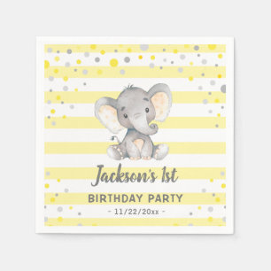 Serviette En Papier Elephant jaune 1er anniversaire Little Peanut Part