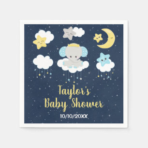 Serviette En Papier Eléphant Jaune et Baby shower de marine