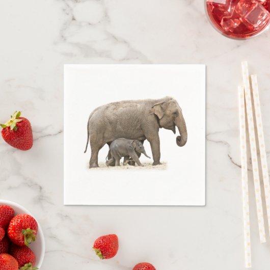 Serviette En Papier Eléphant mère et bébé (En situation)