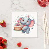Serviette En Papier Éléphant Mignon 7ème Anniversaire (En situation)