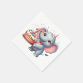 Serviette En Papier Éléphant Mignon 7ème Anniversaire (Coin)
