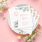 Serviette En Papier Eléphant mignon avec Baby shower à ballets roses