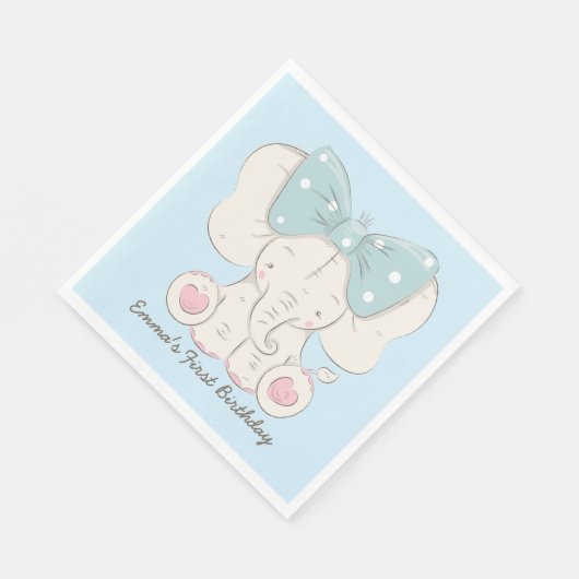 Serviette En Papier Eléphant mignon avec un cou. (Coin)