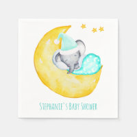 Eléphant mignon bébé sur le Baby shower de la lune