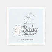 Serviette En Papier Eléphant mignon et Baby shower bleu Confetti (Devant)