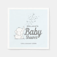 Eléphant mignon et Baby shower bleu Confetti