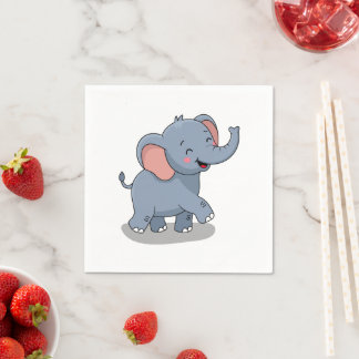 Serviette En Papier Éléphant Mignon Portant un Cadeau