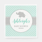 Serviette En Papier Eléphant Mint vert Polka Baby shower point (Devant)
