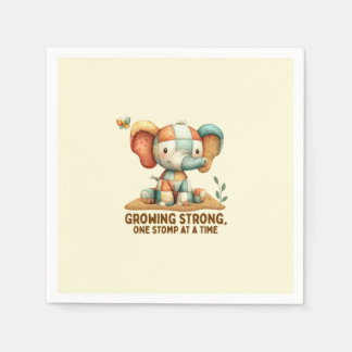 Serviette En Papier Éléphant Patchwork “Grandir en force