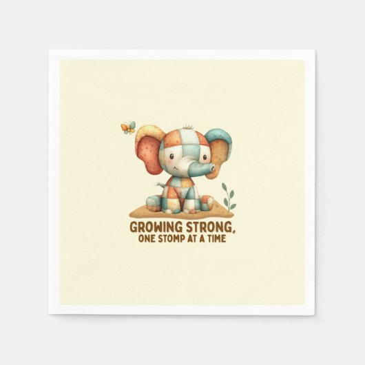 Serviette En Papier Éléphant Patchwork “Grandir en force (Devant)