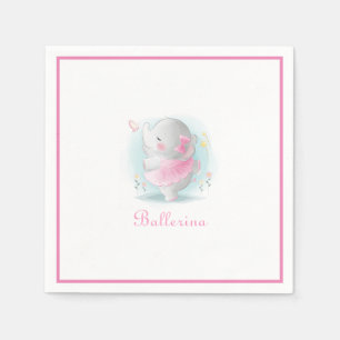 Serviette En Papier Eléphant Rose Ballerina Dancing Script Simple Cute