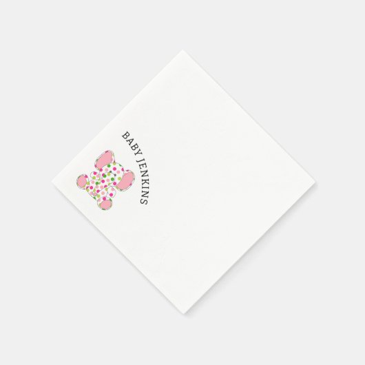 Serviette En Papier Eléphant rose bébé (Coin)