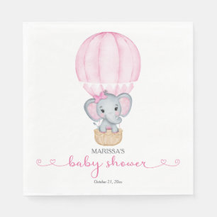 Serviette En Papier Eléphant rose Bébé Fille Douche Papier Napkin