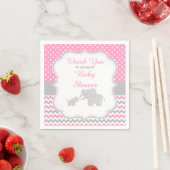 Serviette En Papier Elephant rose et gris Baby shower (En situation)