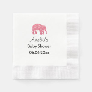 Serviette En Papier Eléphant Rose Personnalisé pour Baby Shower